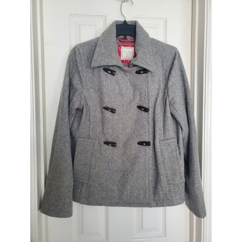 Y2K Old Navy Wool Blend Toggle Peacoat Gray Winter Outerwear Vintage Classy M